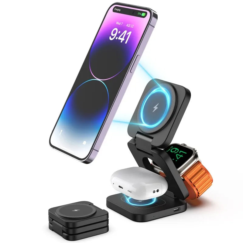 DAKA | 3 in 1 Magnetic Foldable Wireless Charger Stand for iPhone